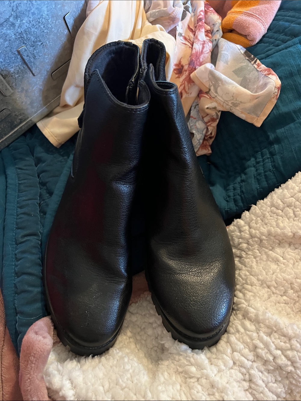 BareTraps Black Leather Ankle Booties